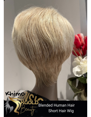 Hand Made Blonde Khimo Hair Quality Wigs Beauty Color Shown Light Grey Mix Synthetic