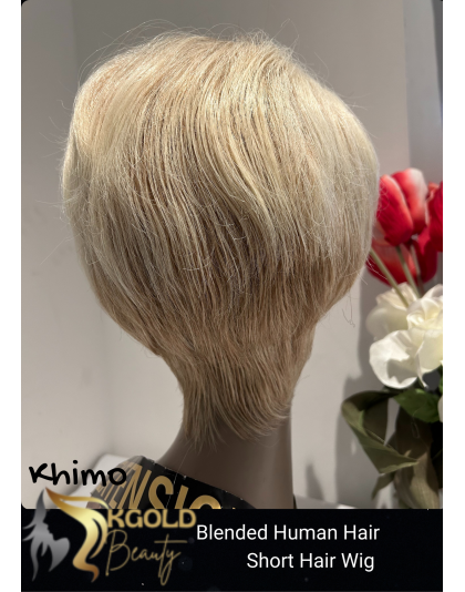 Hand Made Blonde Khimo Hair Quality Wigs Beauty Color Shown Light Grey Mix Synthetic