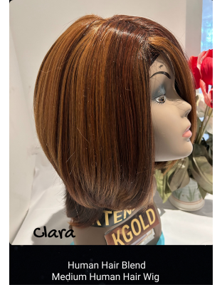 Straight Hand Made Clara Blended Short High Human Hair Quality Wigs Beauty Color Shown Chocolate Mix