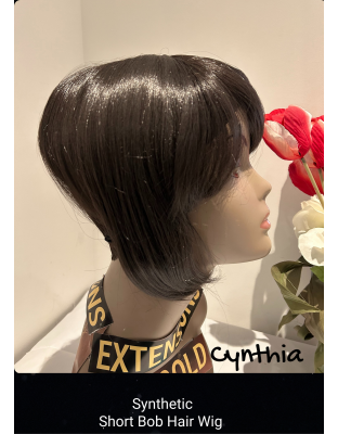 Cynthia Straight Short Wig Hand Made Fiber High Human Hair Quality Wigs Beauty Color Shown