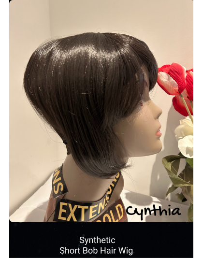 Cynthia Straight Short Wig Hand Made Fiber High Human Hair Quality Wigs Beauty Color Shown