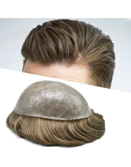 Toupee for Men Hair Replacement System Full Poly Thin Skin Mens Toupee All PU Toupee Hairpiece for Men Human Hair Piece